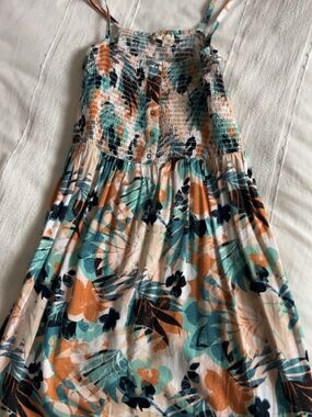 Roxy Floral Sundress in Teal, Orange & Navy